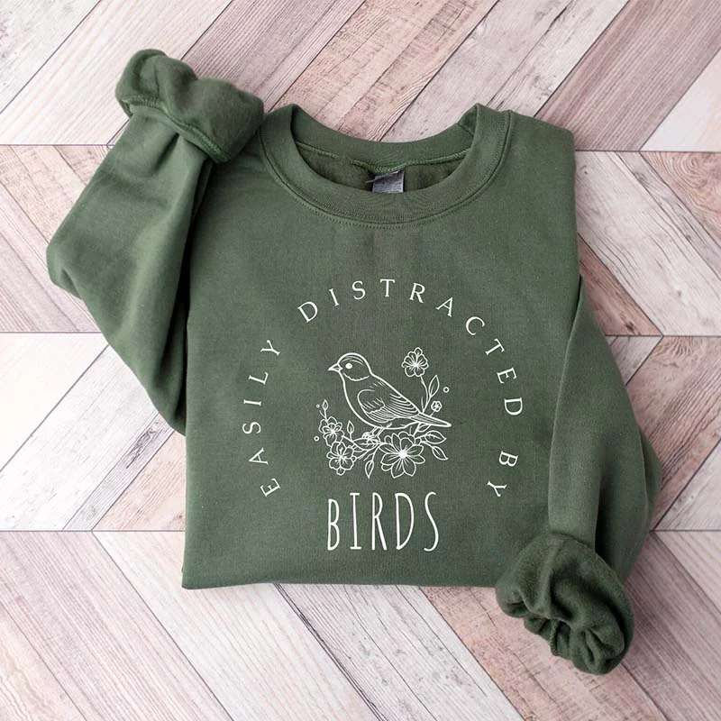 tech vibe sweatshirts -Distracted By Birds National Sweatshirt