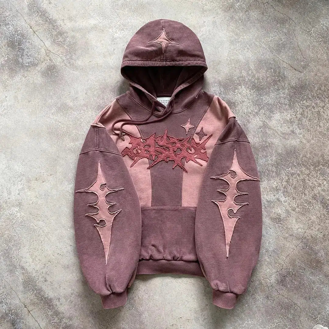 swell graphic hoodies -Cyberpunk Futuristic Patch Hoodie