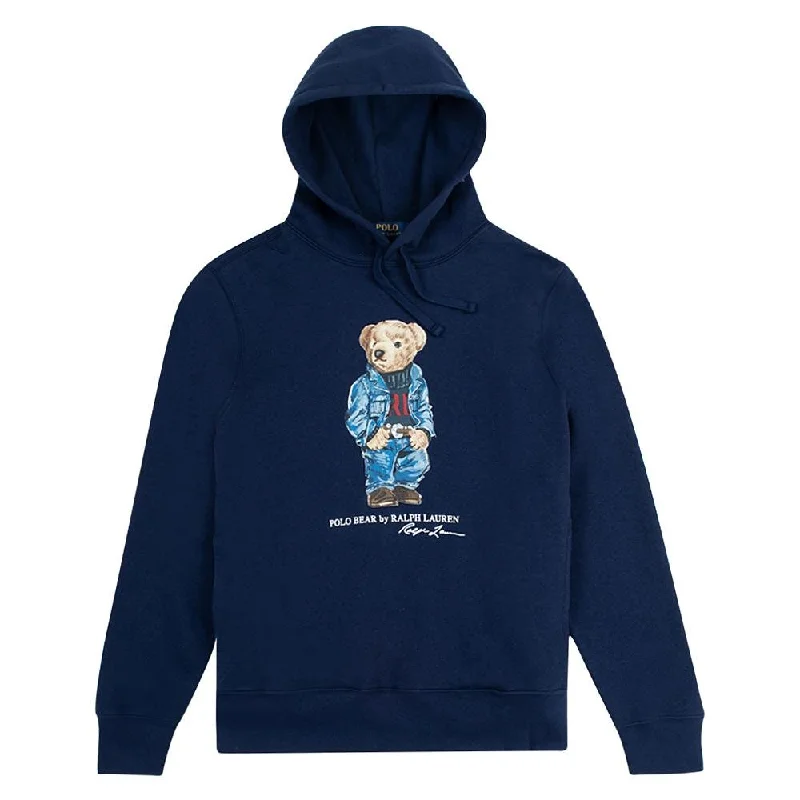 pixel geometric hoodies -Denim Bear Hoodie | Navy