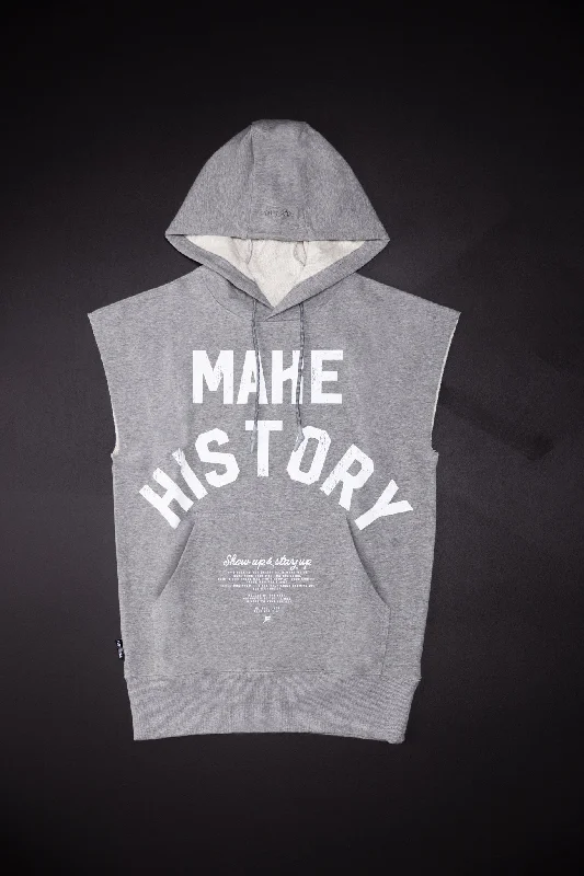 gramps hoodies cool -MAKE HISTORY - SLEEVELESS HOODIE - GREY