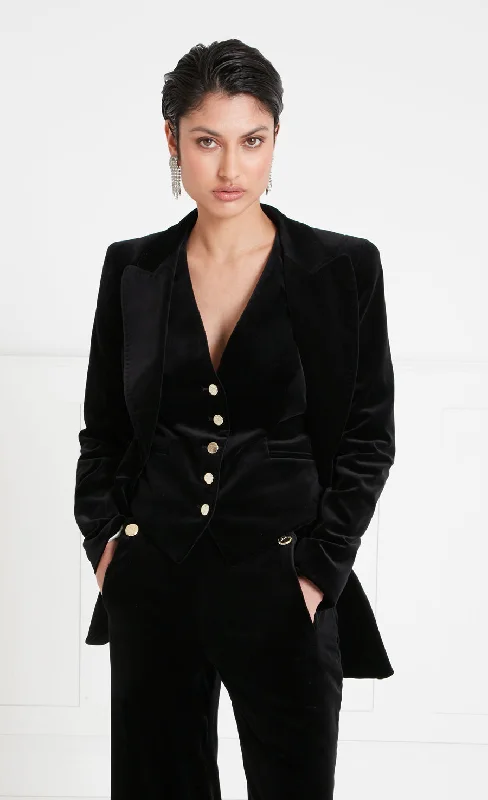 luxury jackets designer brands -Clove Velvet Jacket - Black