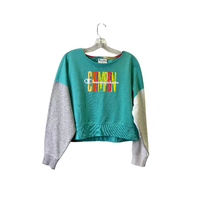 luau slogan sweatshirts -Athletic Sweatshirt Crewneck By Champion In Blue, Size:S