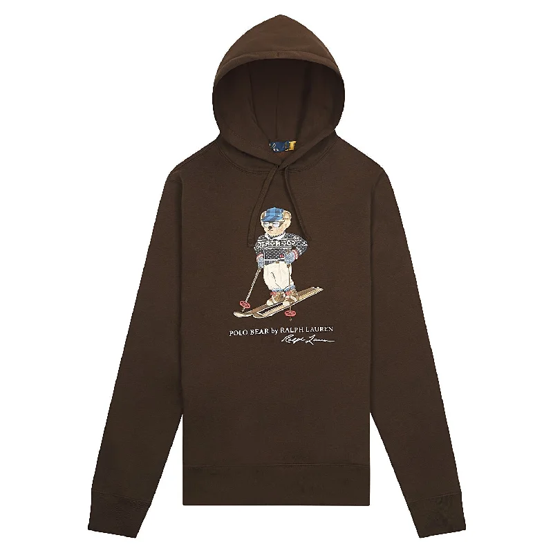 petal vibe hoodies -Skier Bear Fleece Hoodie | Brown