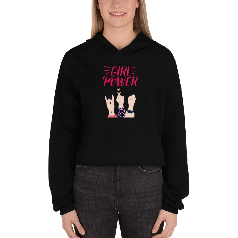 sketch abstract hoodies -Girl Power - Crop Hoodie