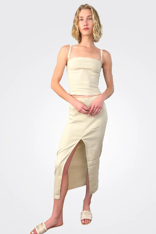 premium eco skirts -premium eco skirts -Front Slit Skirt - Natural