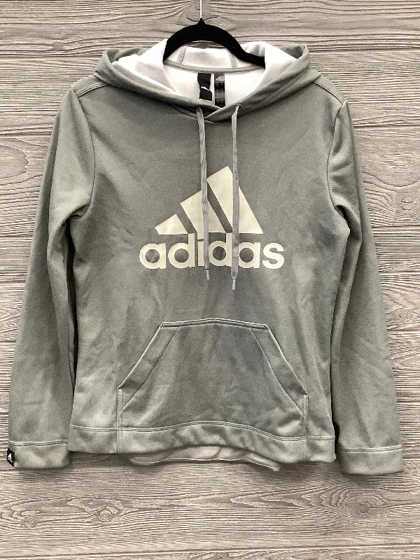 bloom geometric sweatshirts -Athletic Sweatshirt Hoodie By Adidas In Grey, Size: M