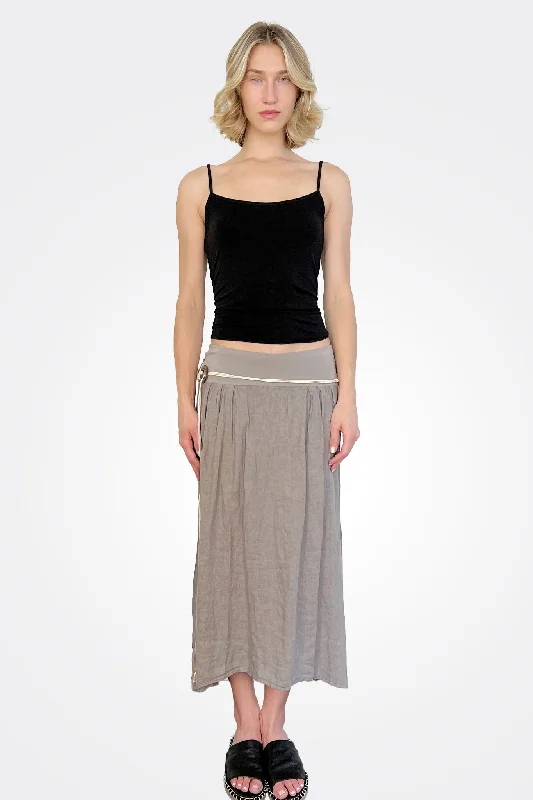 stretch rib skirts -stretch rib skirts -Tie Skirt - Dark Sand