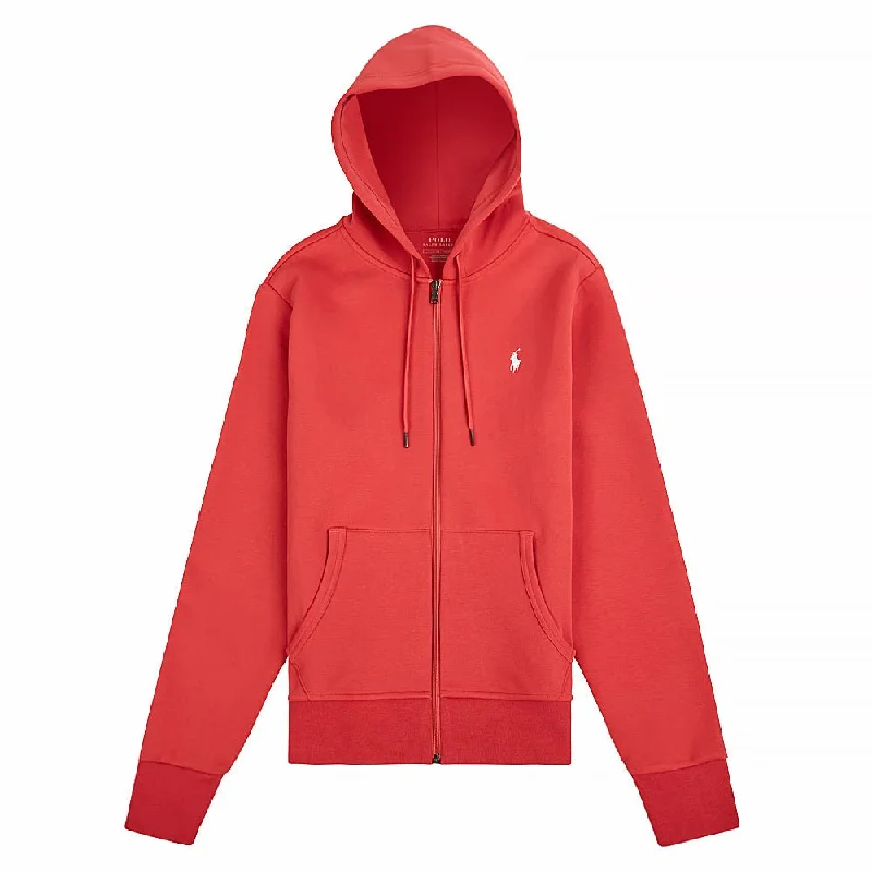 soft stripe hoodies -Double-Knit Full Zip Hoodie | Red