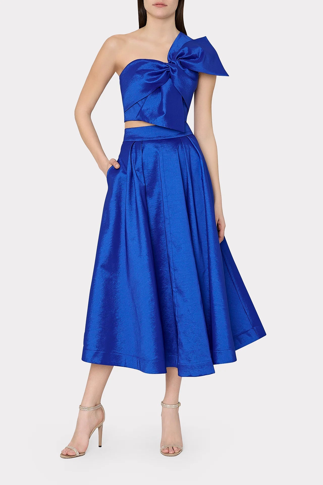 soft airy skirts -soft airy skirts -Juliet Taffeta Midi Skirt - Blue