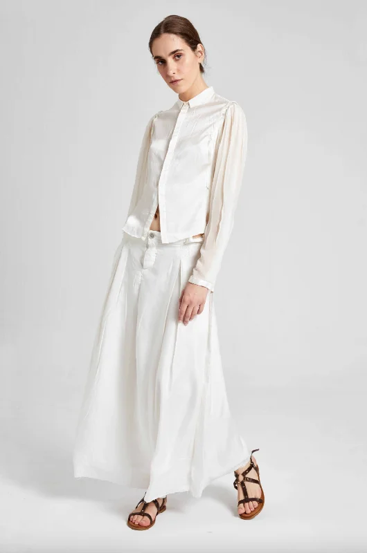 refined fitted skirts -refined fitted skirts -Long Silk Skirt - Original Off White