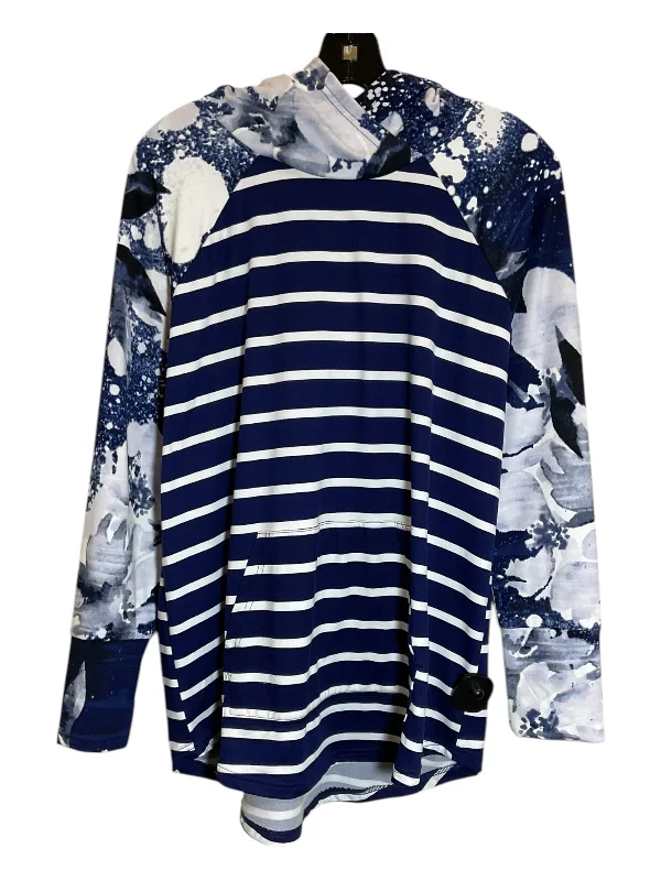 plush abstract sweatshirts -Sweatshirt Hoodie By Lularoe In Blue & White, Size: L