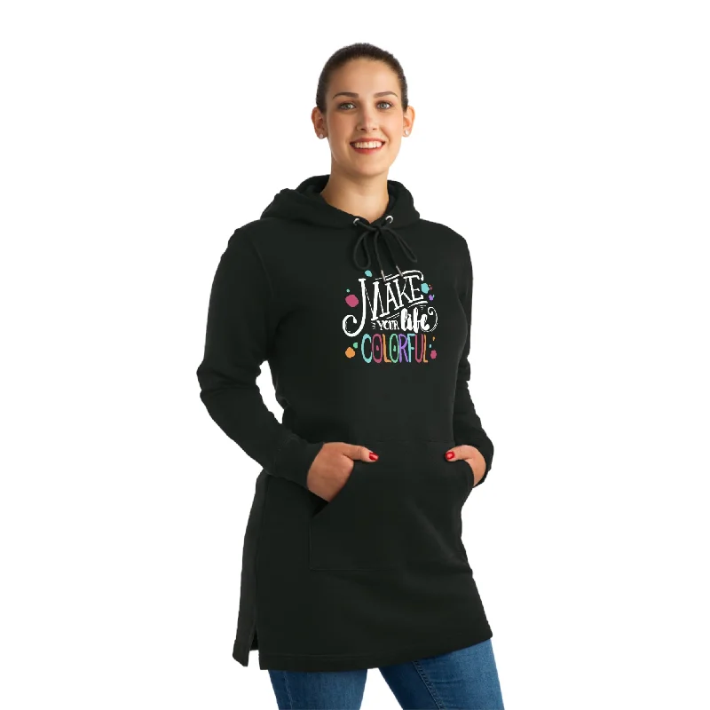 soft pattern hoodies -Make Your Life Colorful - Streeter Hoodie Dress