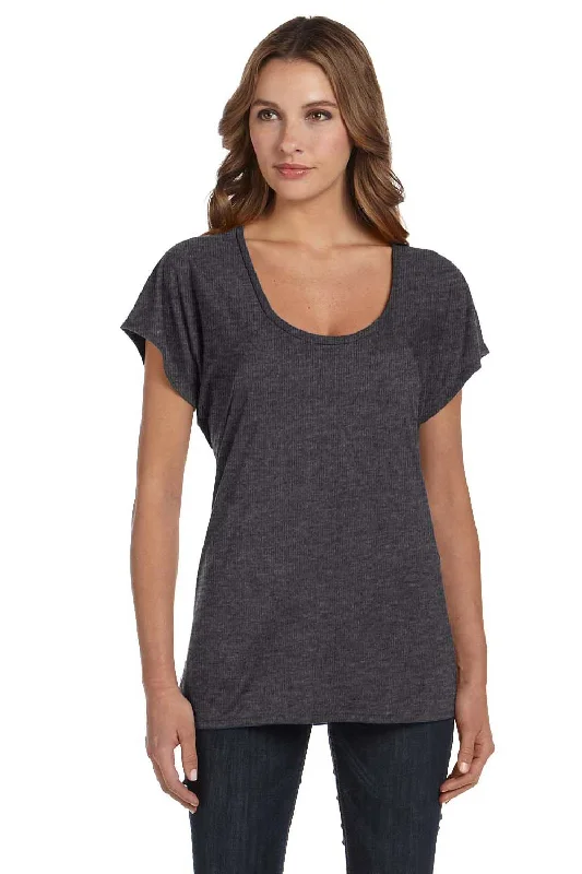 chic mock t-shirts -chic mock t-shirts -chic mock t-shirts -Bella + Canvas Womens Flowy Short Sleeve Scoop Neck T-Shirt - Heather Dark Grey