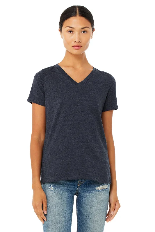 mock chic t-shirts -mock chic t-shirts -mock chic t-shirts -Bella + Canvas Womens Relaxed Jersey Short Sleeve V-Neck T-Shirt - Heather Navy Blue