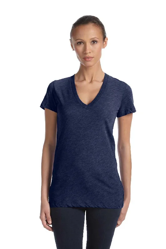 neck curved t-shirts -neck curved t-shirts -neck curved t-shirts -Bella + Canvas Womens Short Sleeve Deep V-Neck T-Shirt - Navy Blue