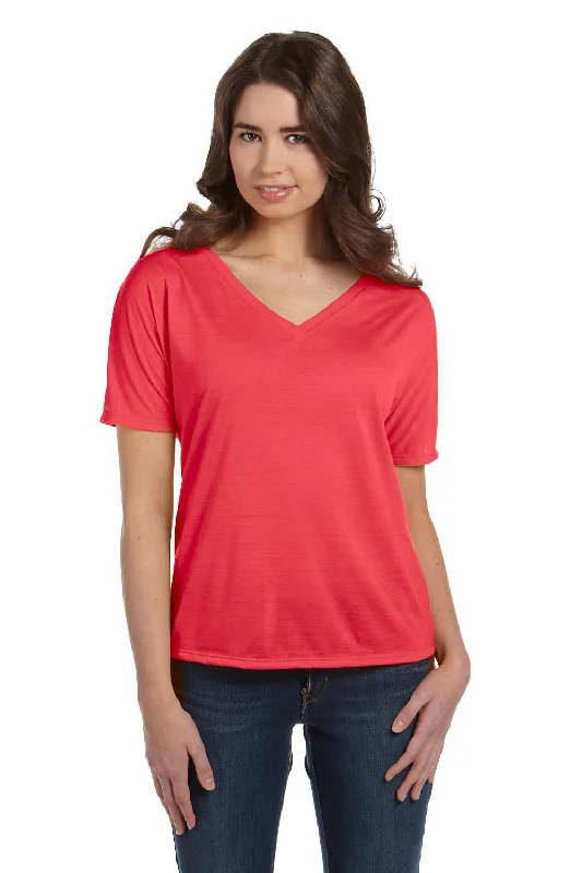 travel light t-shirts -travel light t-shirts -travel light t-shirts -Bella + Canvas Womens Slouchy Short Sleeve V-Neck T-Shirt - Coral