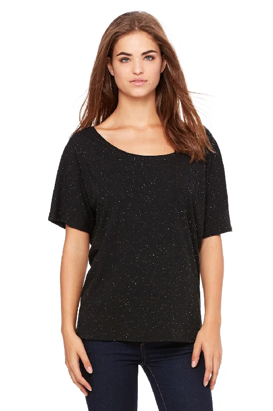 athletic fast t-shirts -athletic fast t-shirts -athletic fast t-shirts -Bella + Canvas Womens Slouchy Short Sleeve Wide Neck T-Shirt - Black Speckled