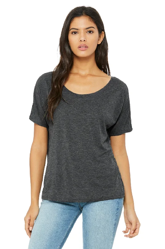 contrast trim t-shirts -contrast trim t-shirts -contrast trim t-shirts -Bella + Canvas Womens Slouchy Short Sleeve Wide Neck T-Shirt - Heather Dark Grey