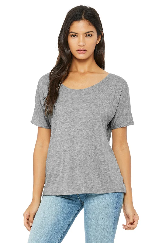 simple plain t-shirts -simple plain t-shirts -simple plain t-shirts -Bella + Canvas Womens Slouchy Short Sleeve Wide Neck T-Shirt - Heather Grey