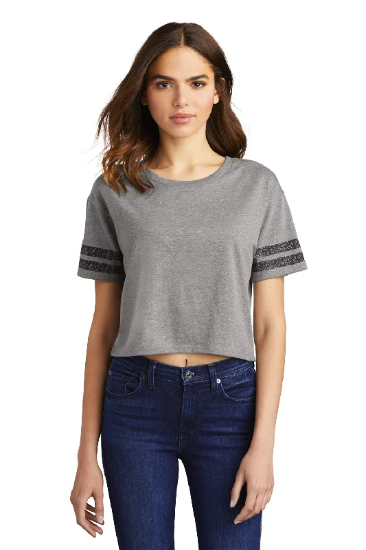 simple plain t-shirts -simple plain t-shirts -simple plain t-shirts -District Womens Scorecard Crop Short Sleeve Crewneck T-Shirt - Heather Nickel Grey/Black - Closeout