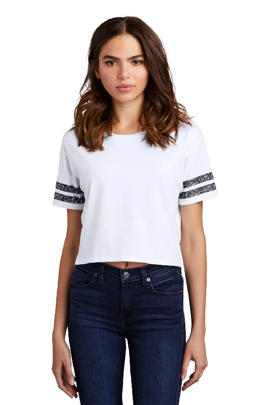 lined plush t-shirts -lined plush t-shirts -lined plush t-shirts -District Womens Scorecard Crop Short Sleeve Crewneck T-Shirt - White/Black - Closeout