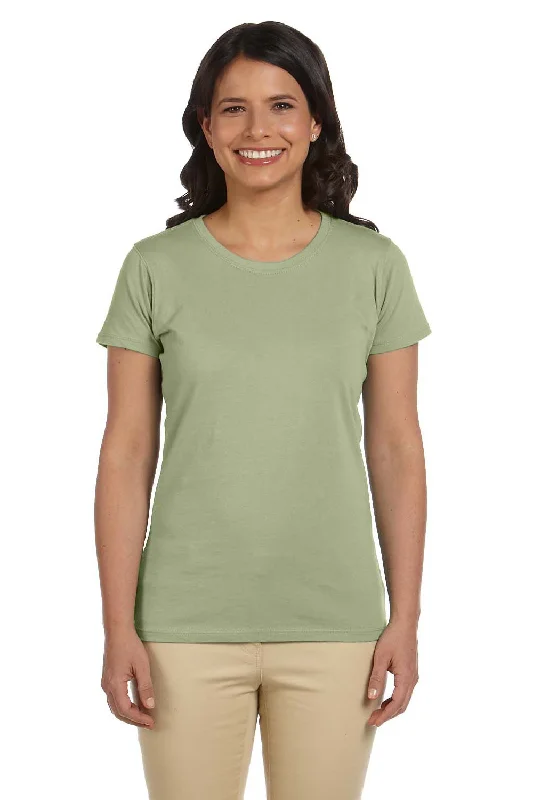 curved neck t-shirts -curved neck t-shirts -curved neck t-shirts -Econscious Womens Heather Sueded Short Sleeve Crewneck T-Shirt - Wasabi Green