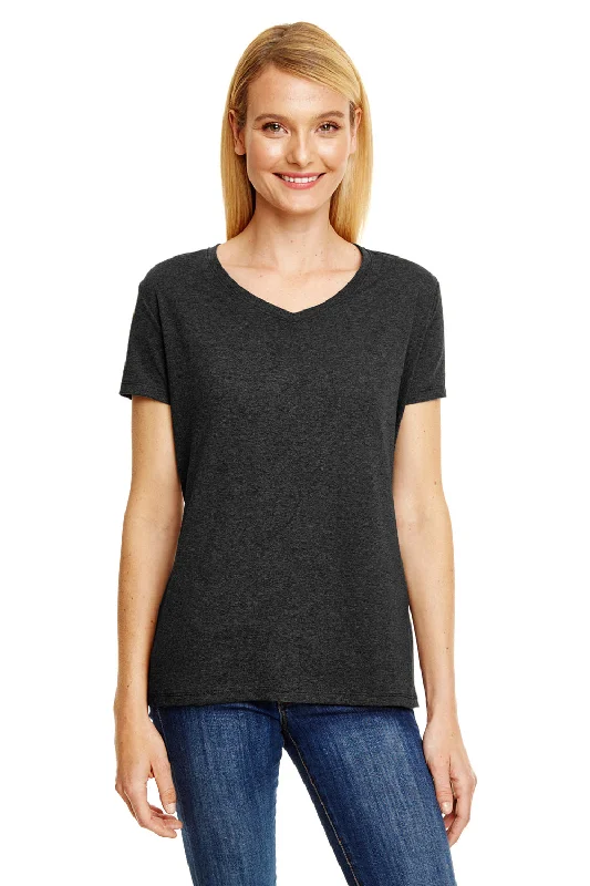 cropped casual t-shirts -cropped casual t-shirts -cropped casual t-shirts -Hanes Womens X-Temp FreshIQ Moisture Wicking Short Sleeve V-Neck T-Shirt - Solid Black