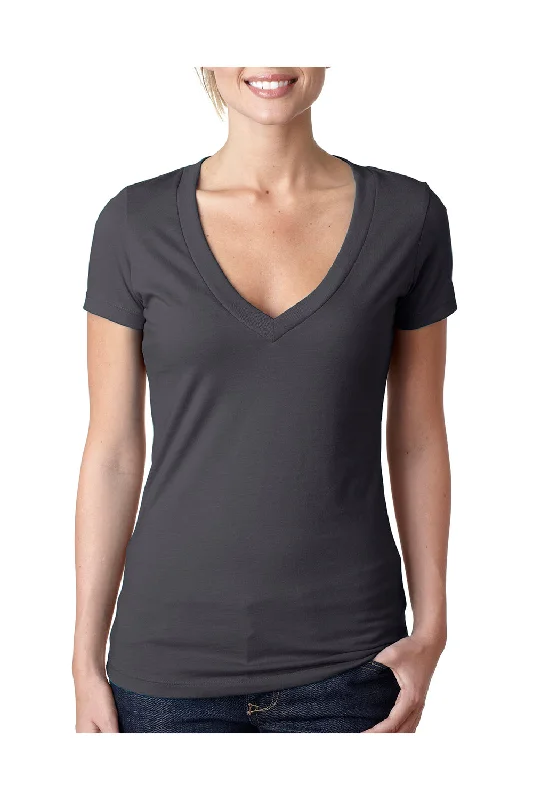 soft polar t-shirts -soft polar t-shirts -soft polar t-shirts -Next Level Womens CVC Jersey Short Sleeve V-Neck T-Shirt - Charcoal Grey - Closeout