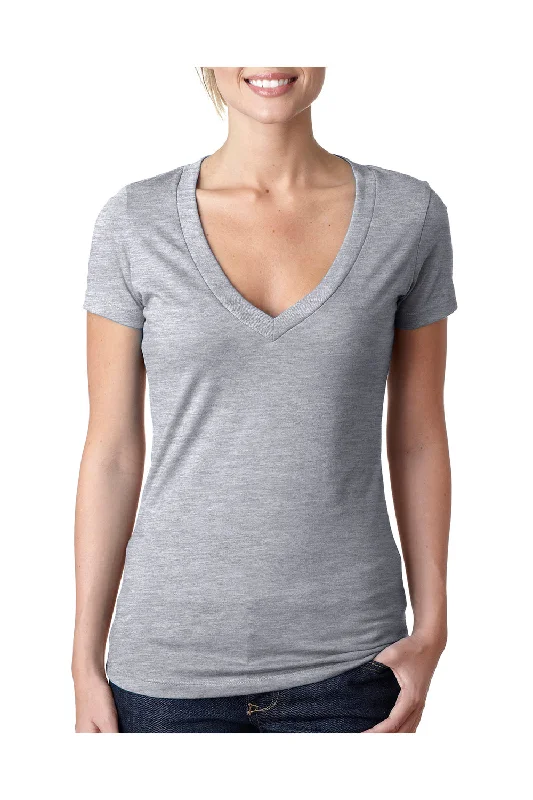 practical side pocket t-shirts -practical side pocket t-shirts -practical side pocket t-shirts -Next Level Womens CVC Jersey Short Sleeve V-Neck T-Shirt - Heather Dark Grey - Closeout