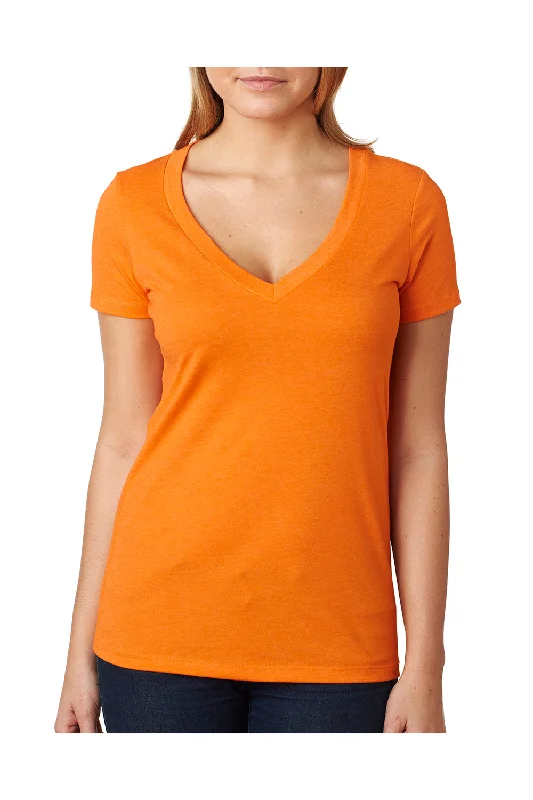 slim modern t-shirts -slim modern t-shirts -slim modern t-shirts -Next Level Womens CVC Jersey Short Sleeve V-Neck T-Shirt - Orange - Closeout