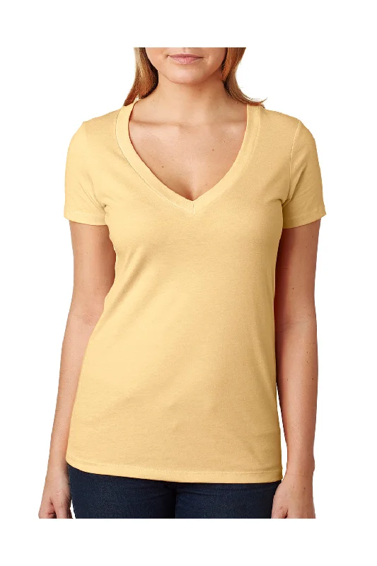 short cropped t-shirts -short cropped t-shirts -short cropped t-shirts -Next Level Womens CVC Jersey Short Sleeve V-Neck T-Shirt - Banana Cream Yellow - Closeout