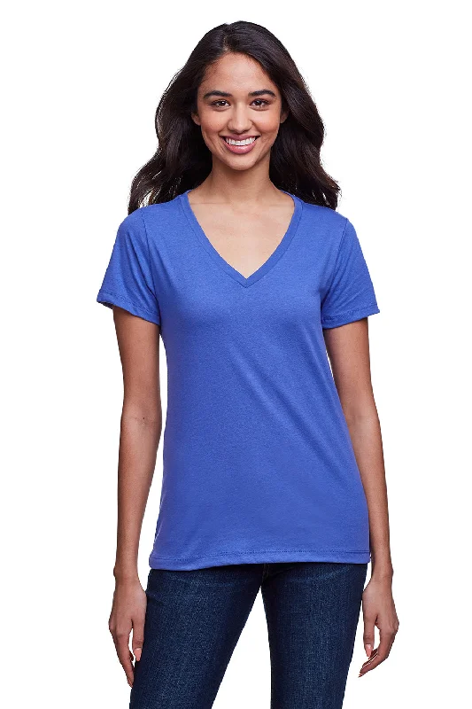 chill weekend t-shirts -chill weekend t-shirts -chill weekend t-shirts -Next Level Womens Eco Performance Moisture Wicking Short Sleeve V-Neck T-Shirt - Heather Sapphire Blue - Closeout