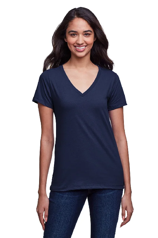 premium eco t-shirts -premium eco t-shirts -premium eco t-shirts -Next Level Womens Eco Performance Moisture Wicking Short Sleeve V-Neck T-Shirt - Midnight Navy Blue - Closeout