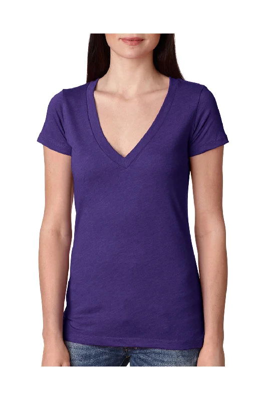 active stretch t-shirts -active stretch t-shirts -active stretch t-shirts -Next Level Womens Jersey Short Sleeve V-Neck T-Shirt - Purple Rush - Closeout