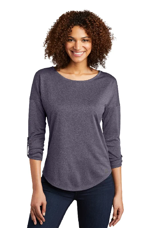 travel light t-shirts -travel light t-shirts -travel light t-shirts -Ogio Womens Gravitate Moisture Wicking 3/4 Sleeve Scoop Neck T-Shirt - Heather Navy Blue