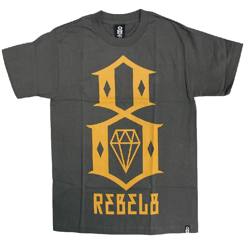 floral cheerful t-shirts -floral cheerful t-shirts -floral cheerful t-shirts -Rebel8 Logo T-shirt Charcoal Yellow