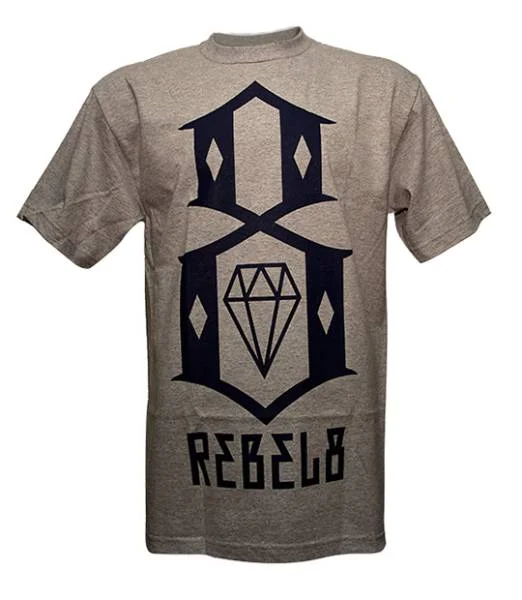 sports vented t-shirts -sports vented t-shirts -sports vented t-shirts -Rebel8 Logo T-shirt Heather Grey Navy