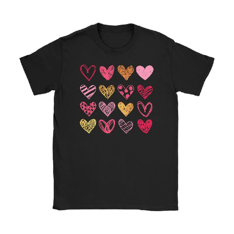 sharp cut t-shirts -sharp cut t-shirts -sharp cut t-shirts -Sketchy Hearts Women's T-Shirt, Love, Pink and Gold Hearts