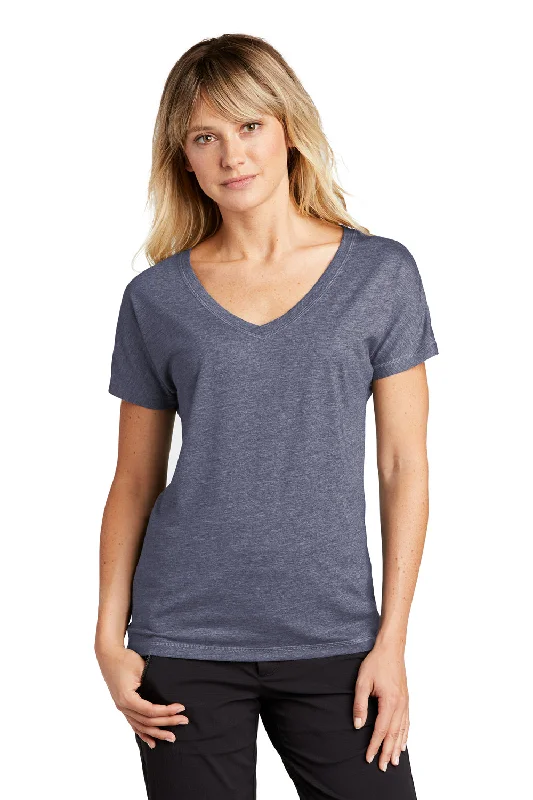 textured knit t-shirts -textured knit t-shirts -textured knit t-shirts -Sport-Tek Womens Moisture Wicking Short Sleeve V-Neck T-Shirt - Heather True Navy Blue