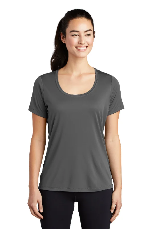 utility pocket t-shirts -utility pocket t-shirts -utility pocket t-shirts -Sport-Tek Womens Moisture Wicking Short Sleeve Scoop Neck T-Shirt - Dark Smoke Grey