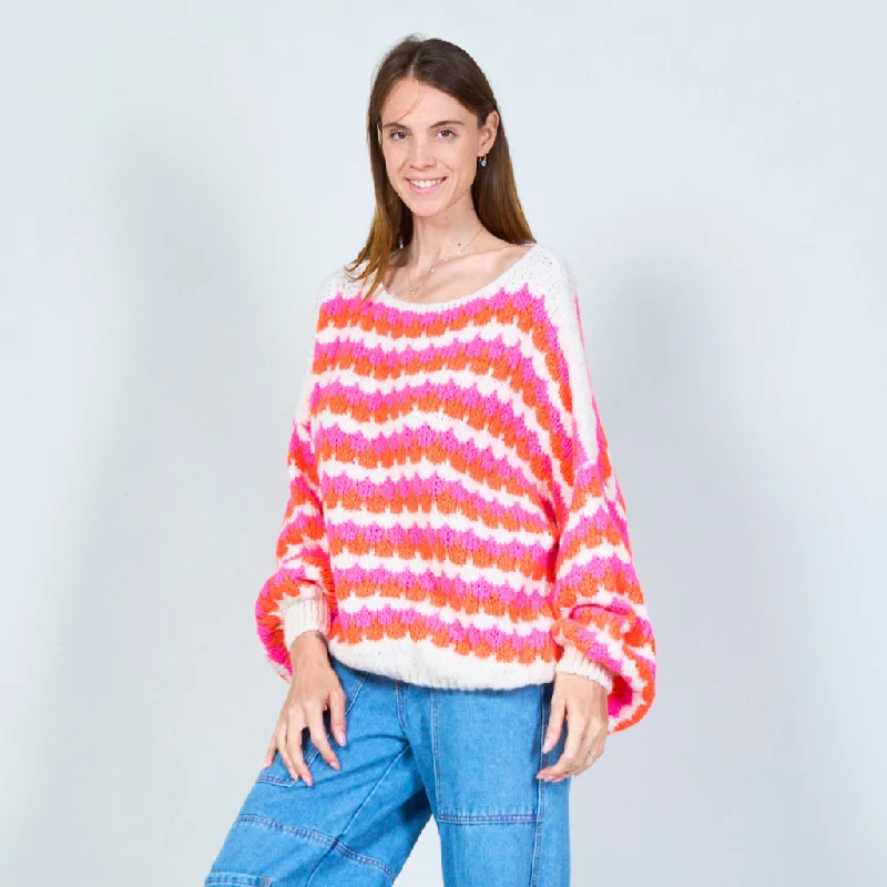 tight-knit pullover sweaters -Bold striped boat neck sweater wholesale