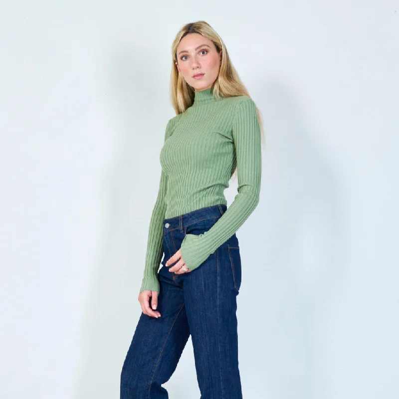 thick pullover sweaters winter -Classic ribbed turtleneck top wholesale