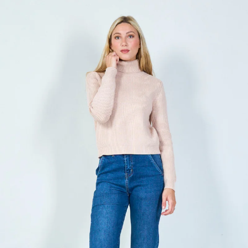 simple pullover sweaters beige -Classic turtleneck sweater wholesale