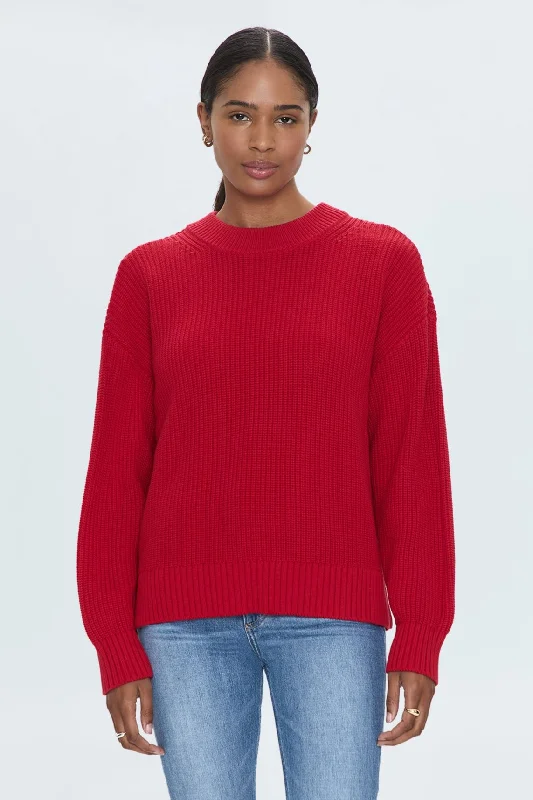 round alpaca pullover sweaters -Eve Sweater - Ruby