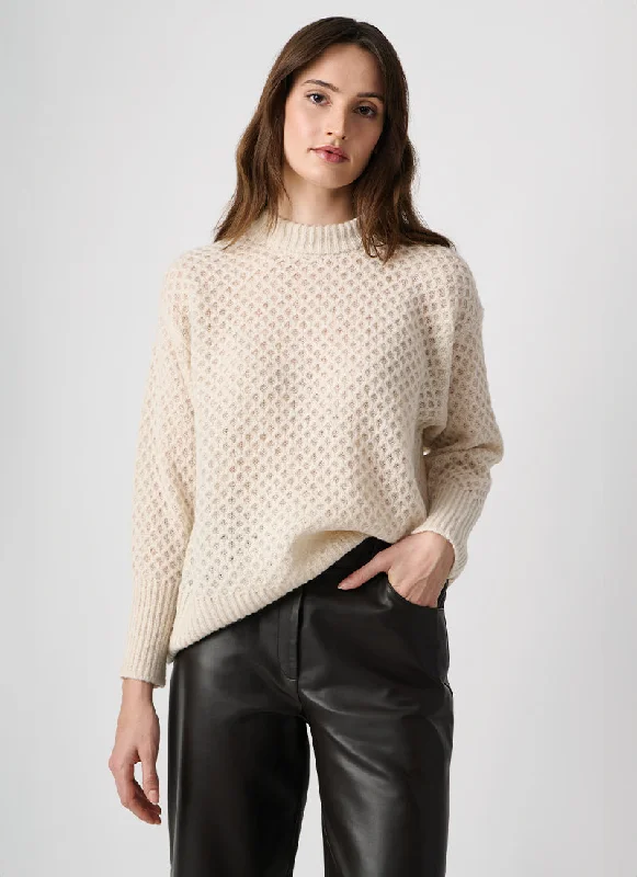 soft blend ribbed pullover sweaters -Gerione Honeycomb Crew Sweater