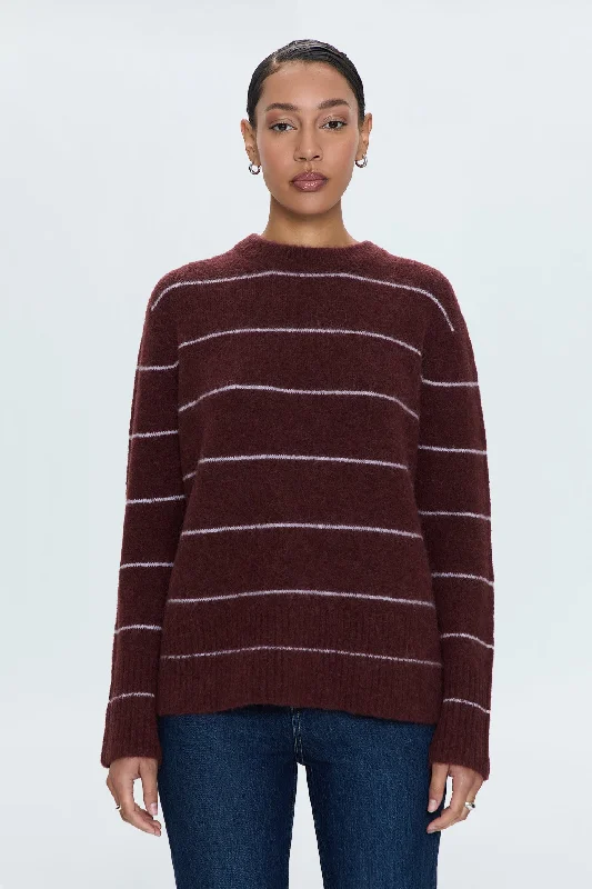 chunky ribbed pullover sweaters -Ivy Sweater - Terra Stripe