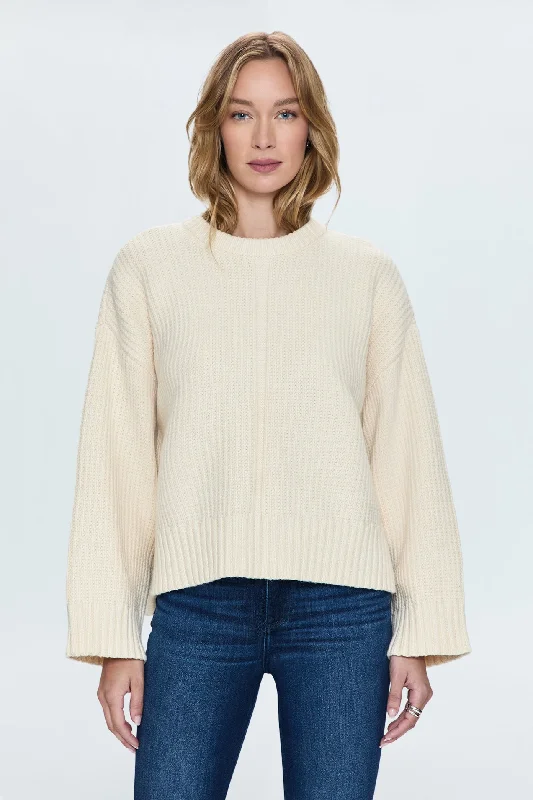 fuzzy ribbed pullover sweaters -Leigh Sweater - Ivory