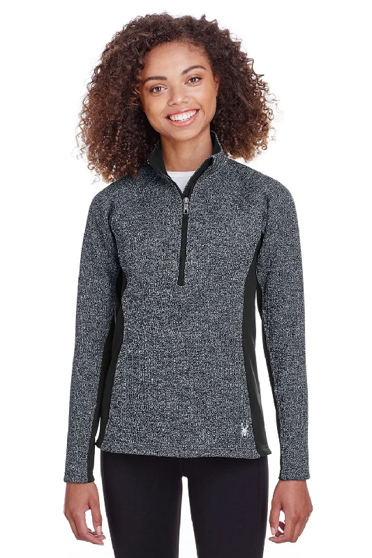 soft blend floral pullover sweaters -Spyder Womens Constant 1/4 Zip Sweater - Heather Black