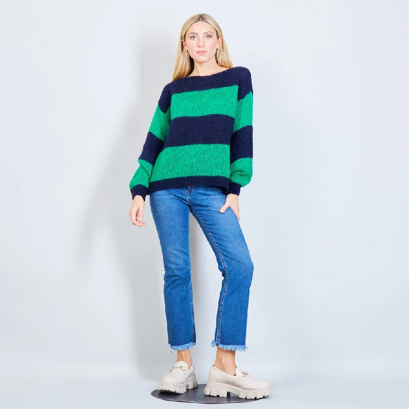 wide wool pullover sweaters -Sweater with striped pattern wholesale