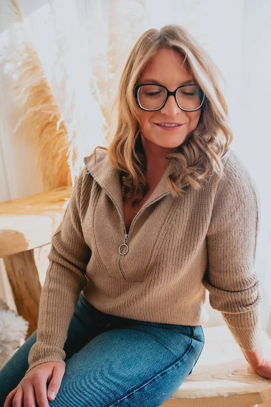 extended wool pullover sweaters -The Palm Sweater by Heartloom - Mink